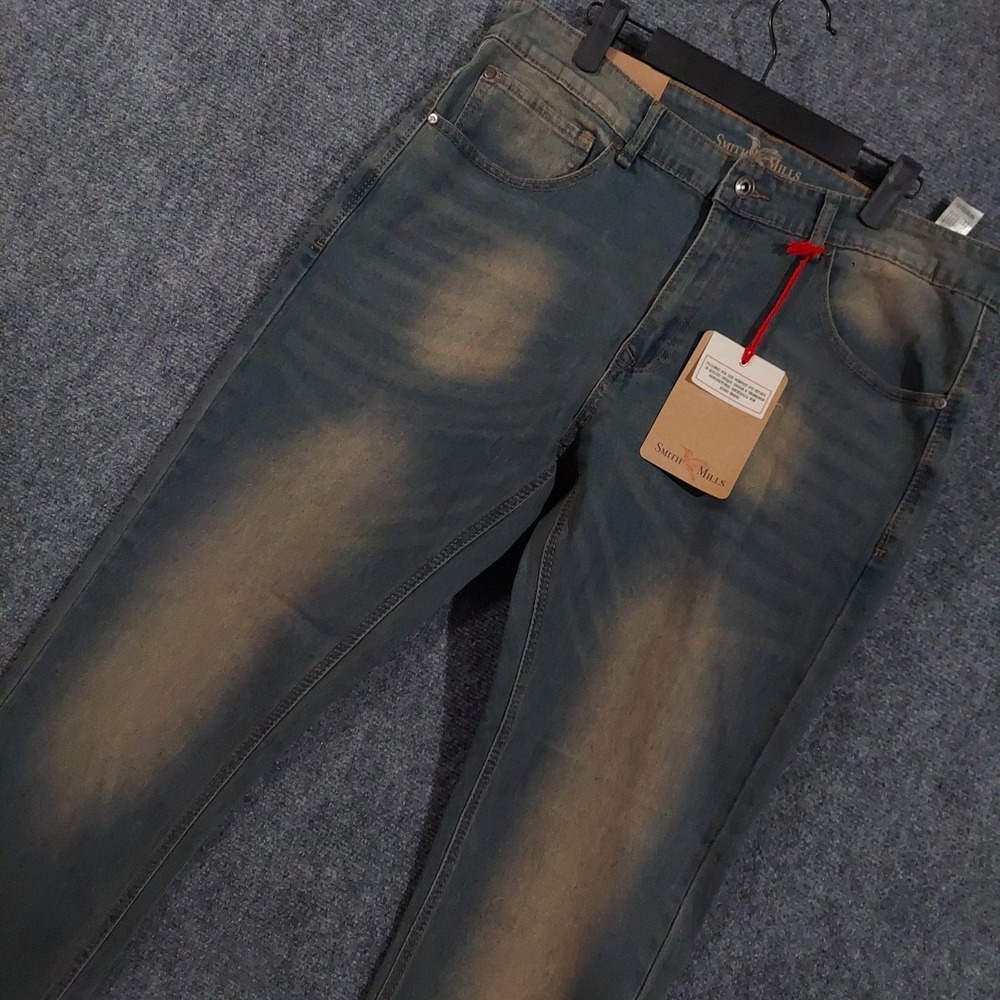NWT Smith Mills Jeans Mens 36x30 Blue Sedona Slim Fit Stretch Denim Tapered